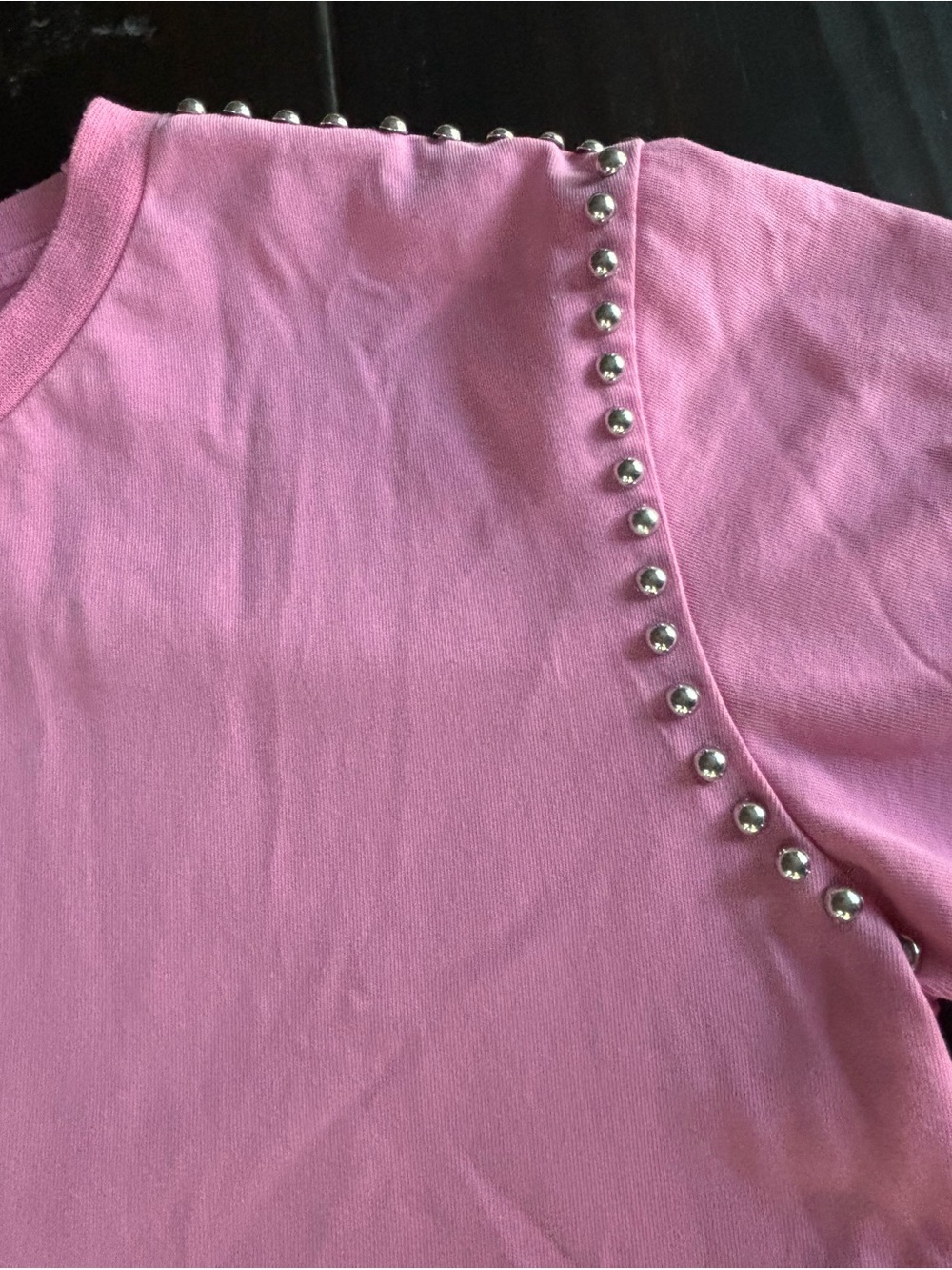 blue b Short sleeves, ruffles, studded detail,pink, cropped top - Picture 5 of 5